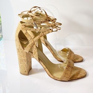 Marc Fisher Fatima Lace Up Block Heel Sandals 8.5